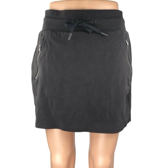 Athleta Women's Black High Waist Drawstring Mini Straight Pencil Skirt Skort 2 - Picture 1 of 4